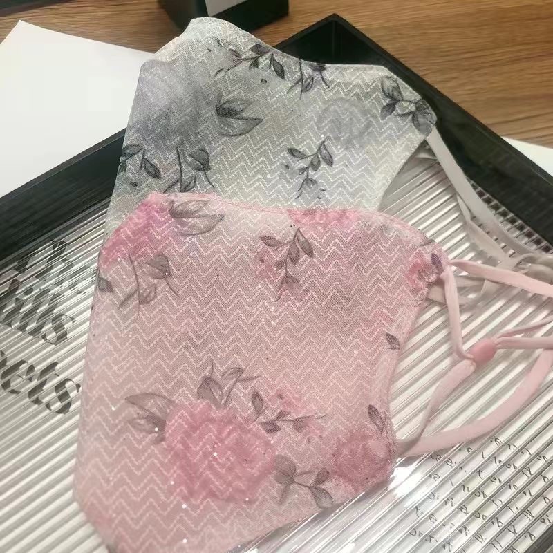 护眼角亮晶晶遮阳面罩透气冰丝亲肤透气网纱防晒口罩防沙防尘双层