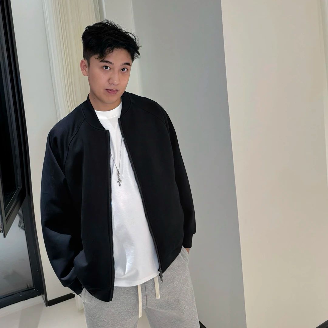 秋季400g重磅空气层宽松高弹休闲外套情侣款百搭双头拉链棒球服男