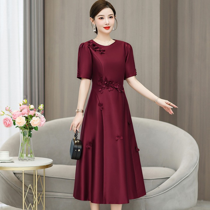 时尚妈妈装结婚礼服连衣裙夏季婚庆改良优雅婚宴晚装礼服A字裙