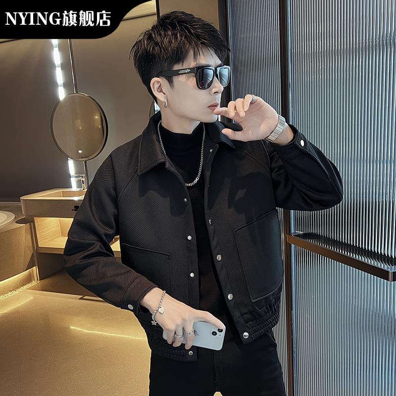 NYING2025年新款时尚商务短款高级感休闲潮流男休闲上衣社会夹克