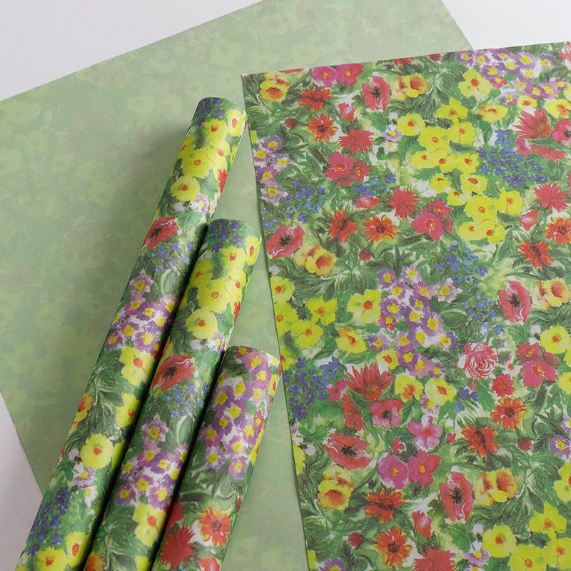 【花喜爱】油画风莫奈花园防水纸礼物包花纸花店花束花艺包装