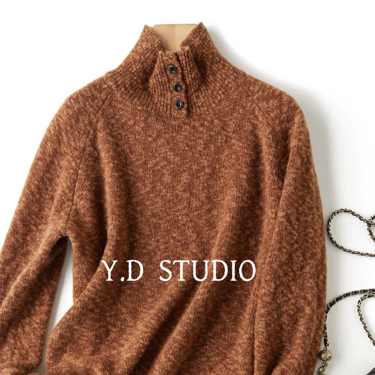 2025冬季新款时尚高领针织羊毛衫韩系宽松毛衣