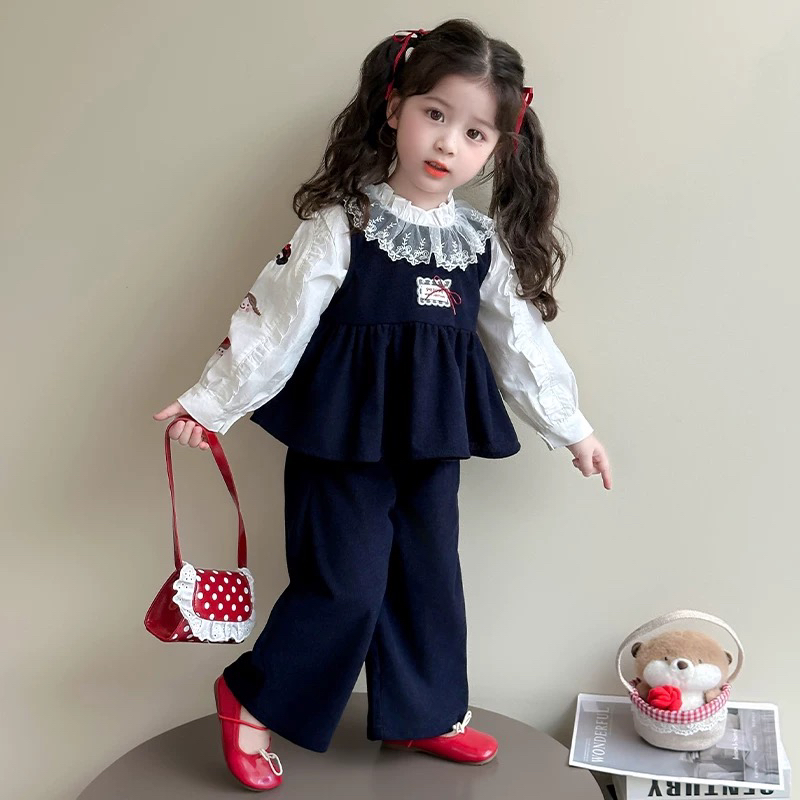 女童套装春秋季洋气公主风休闲装2025新款女宝宝秋装超好看三件套