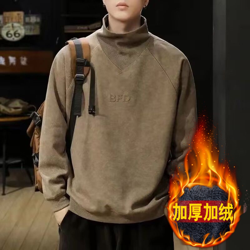 劲莱欧洲站半高领卫衣男秋冬季加绒宽松男士长袖恤官方正版卫衣男