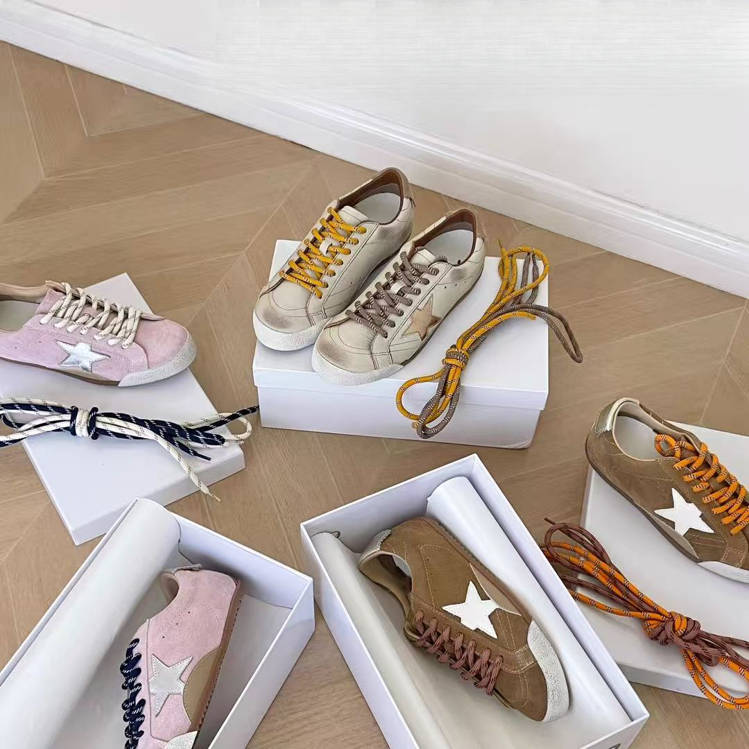 【苏茵茵同款】二代版~进口擦色真皮复古百搭板鞋女星星鞋小脏鞋