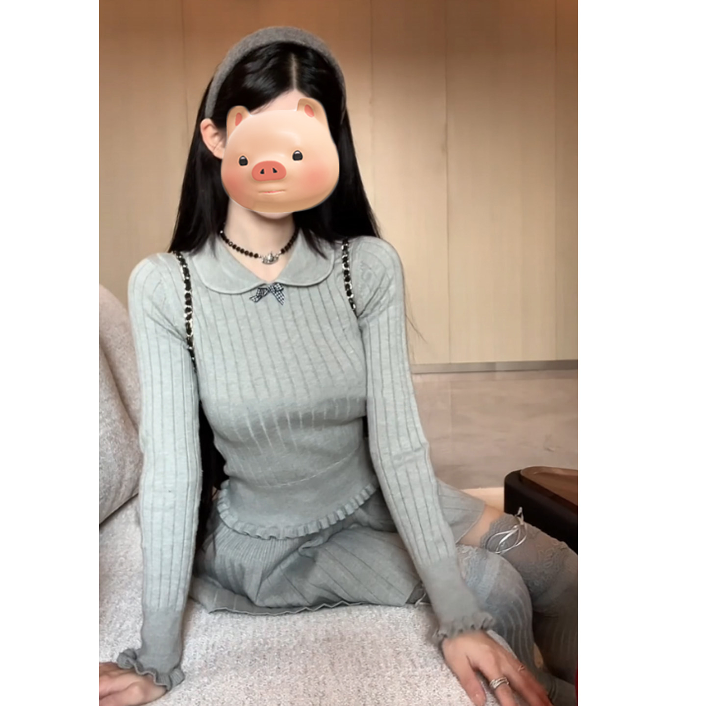 2026超火独特漂亮秋冬装一整套法式翻领毛衣针织百褶裙子两件套装