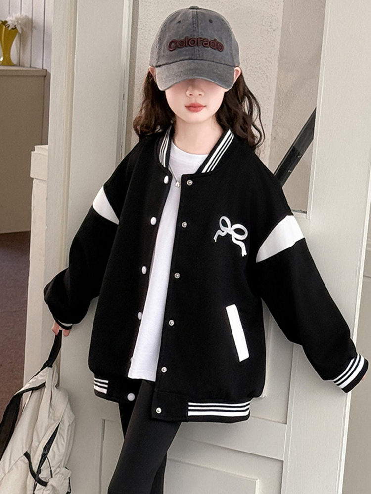 女童外套春秋2025新款儿童秋季洋气休闲上衣大童时尚秋装棒球服