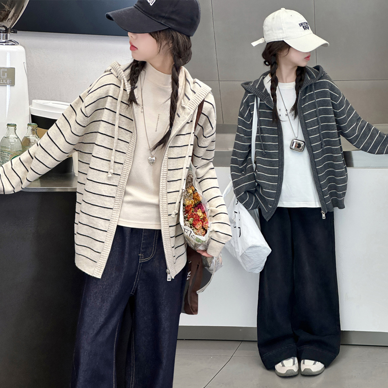 女童外套秋季2025新款中大童春秋装上衣洋气阔腿裤休闲开衫两件套