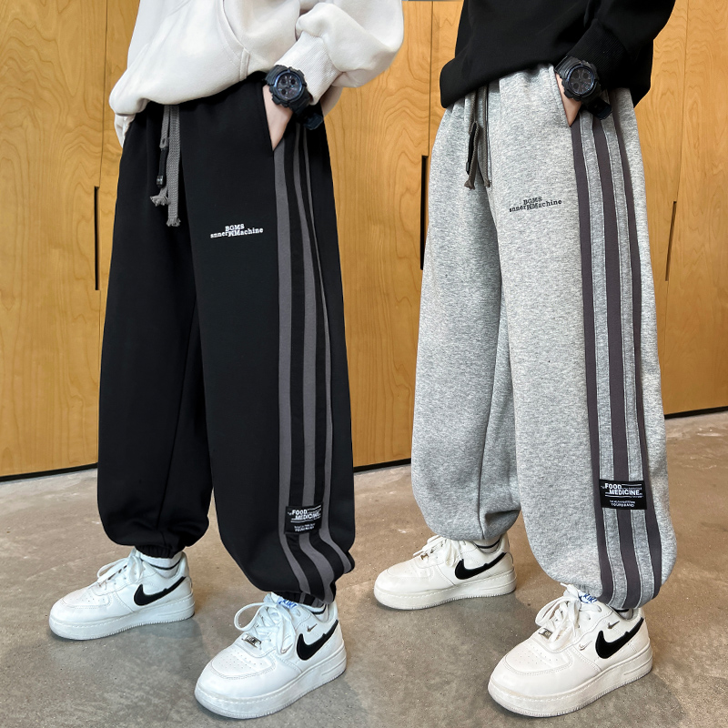 男童男孩2025春秋新款中大童痞帅针织休闲潮酷束脚裤儿童裤子潮