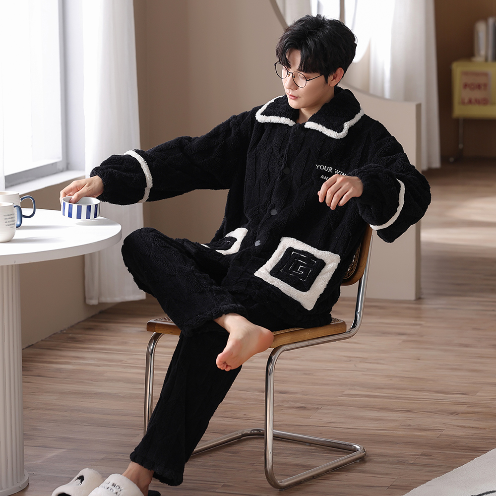 珊瑚绒睡衣男士冬季2025年新款加绒加厚秋冬保暖法兰绒家居服