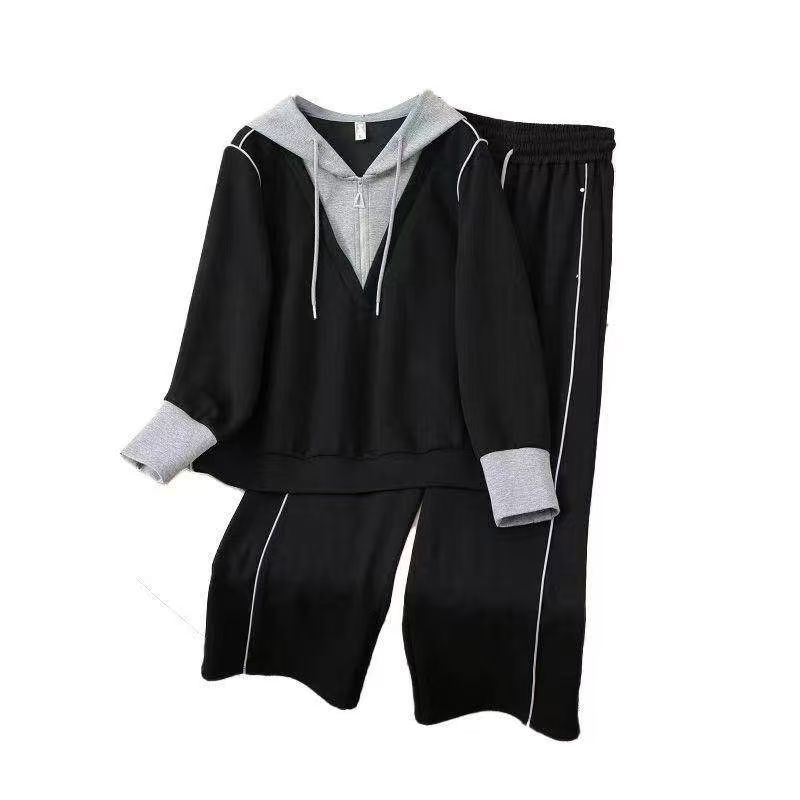 1092小个子定制春季穿搭一整套时尚减龄假两件上衣窄版裤两件套新