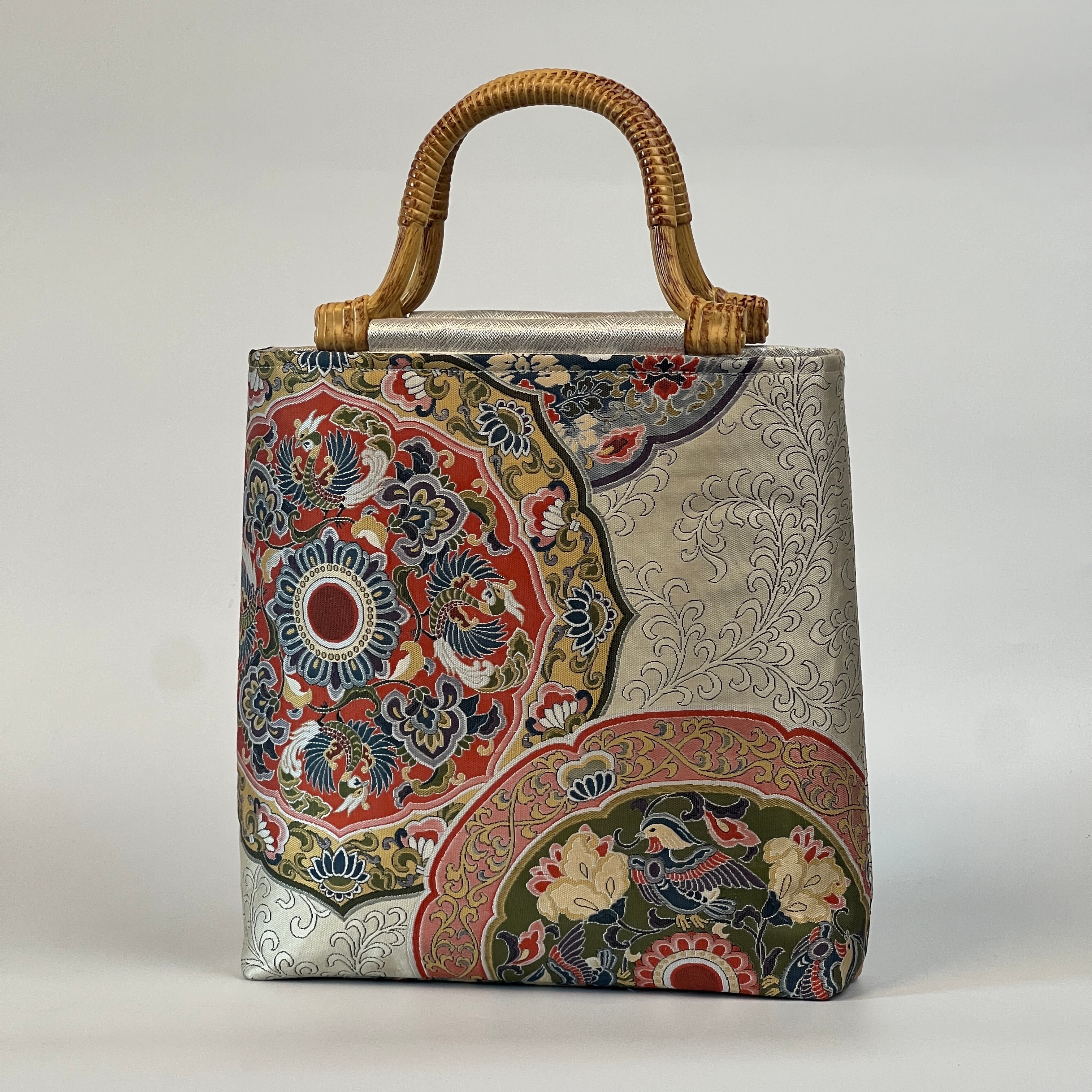 西阵织新款竹柄包手提包女士精致新中式复古提花手提包高级通勤包