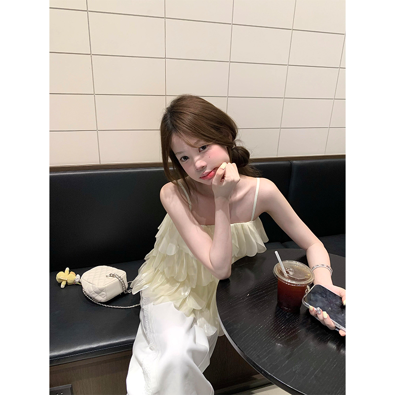 吊带背心夏季新款设计感显瘦减龄外穿上衣蕾丝花边休闲裤阔腿裤子