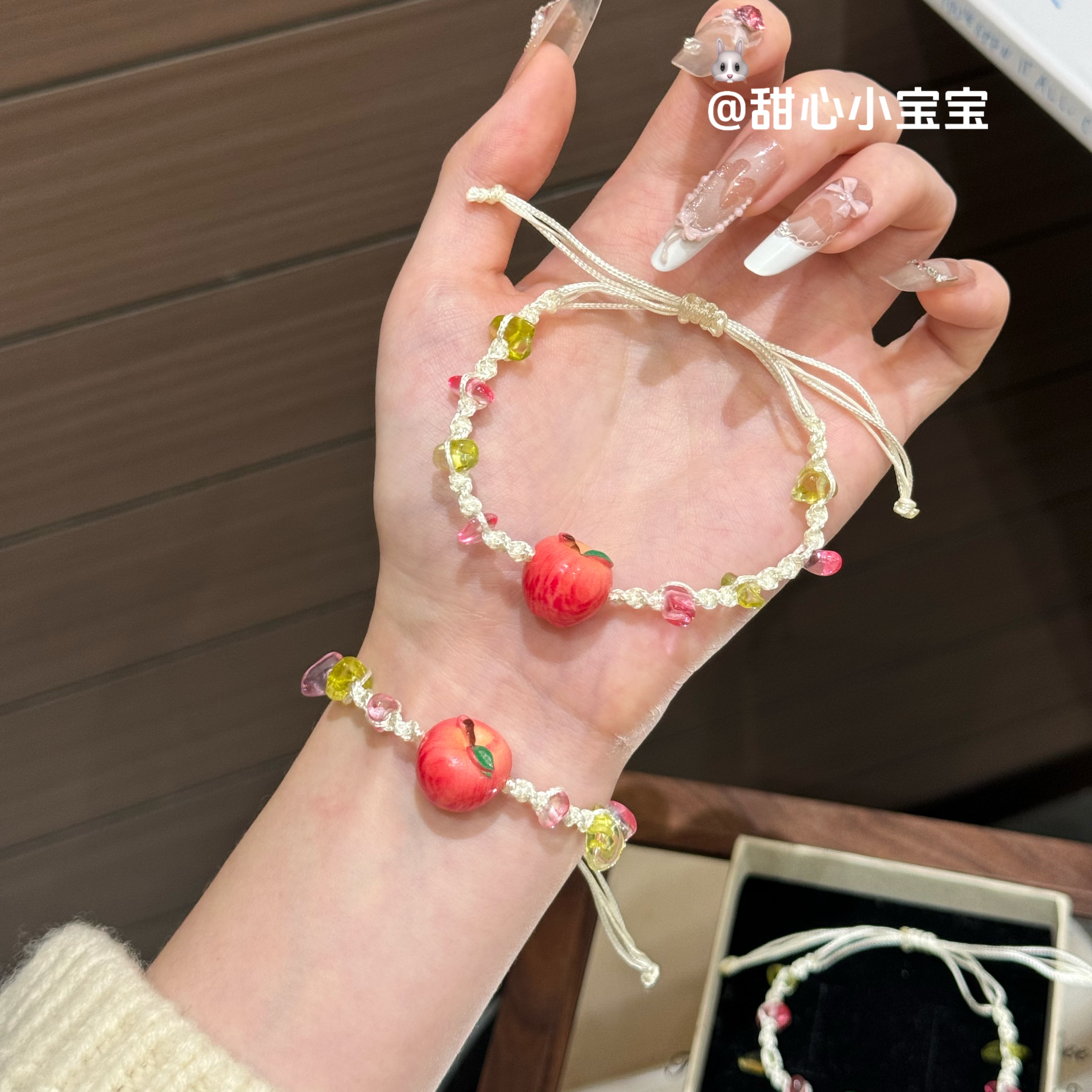 非金属陶瓷手链 苹果手链小众百搭手工编织情侣手绳闺蜜手饰