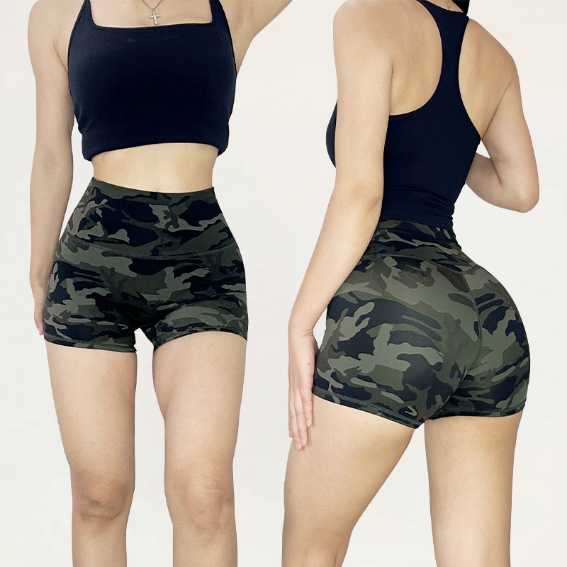 欧美高腰提臀蜜桃运动瑜伽短裤夏季新款无T线健身健身裤女