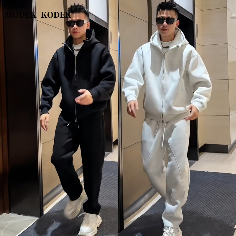 MODEK KODEK春秋新款男士宽松连帽卫衣时尚潮牌休闲长裤运动套装