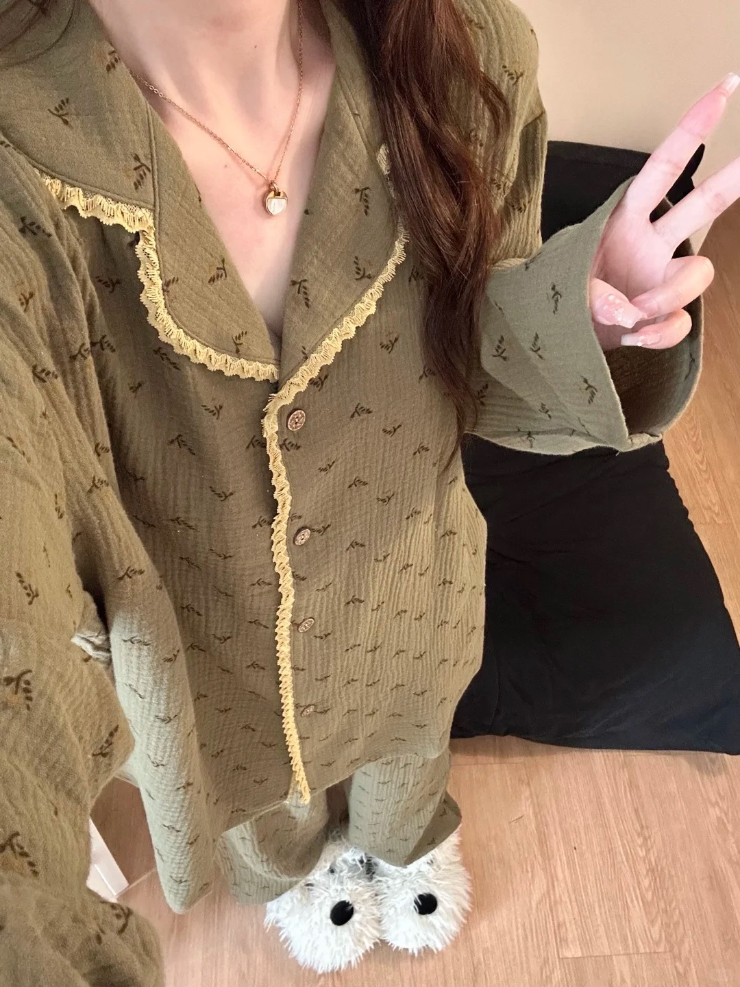 【DMXJ大梦想家】甜美可爱碎花印花慵懒睡衣女春秋季新款家居服套装