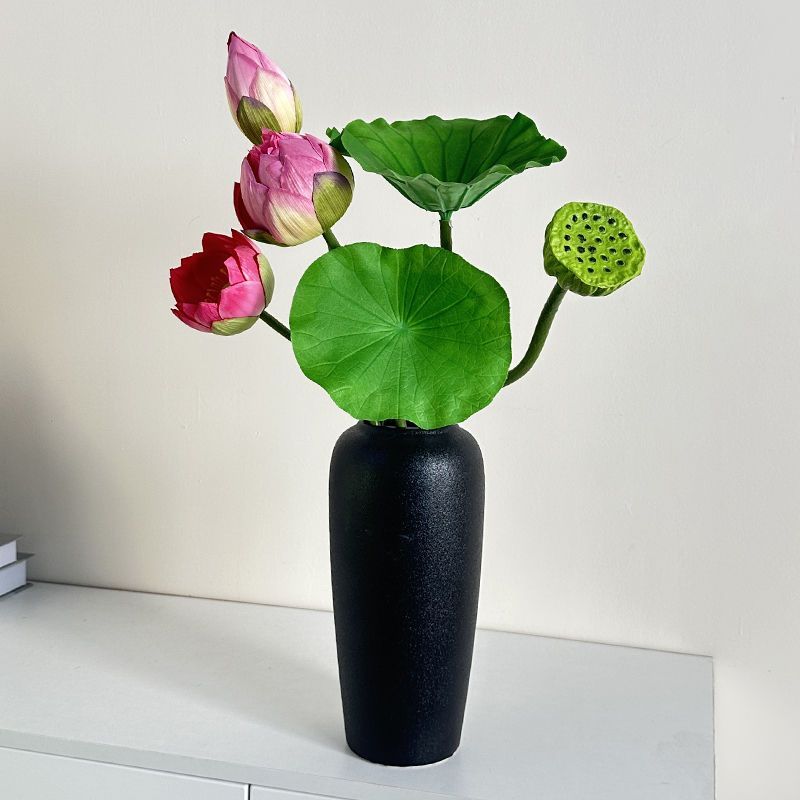 新中式荷花仿真花莲花莲蓬装饰摆件高级感客厅仿生花假花花束摆设