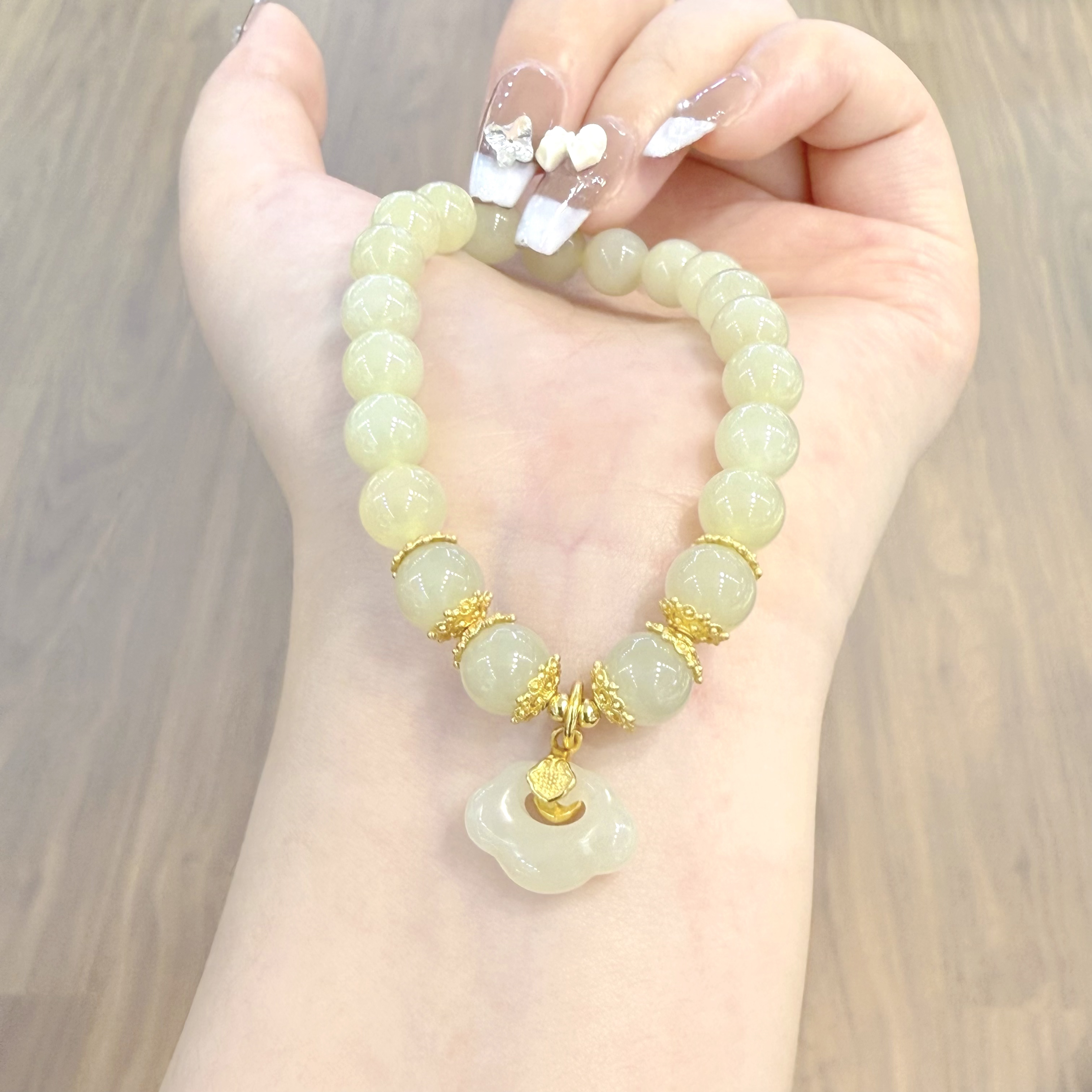 合金手链 白色海洋生物卡其色素款手工绿色复古风配饰女