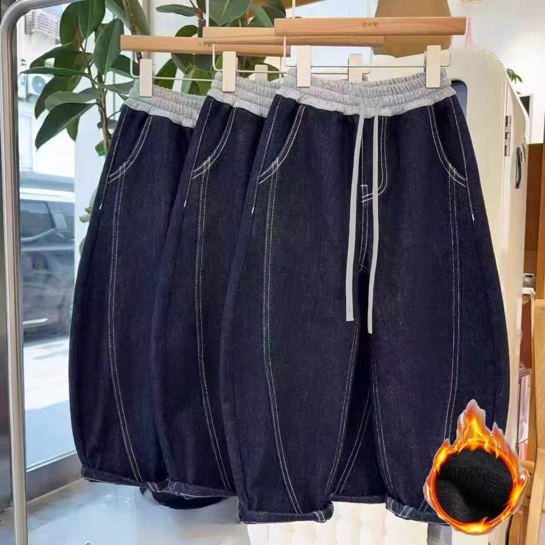 [加绒加厚400克]儿童冬季裤子冬装2025新款时尚针织中大童休闲裤