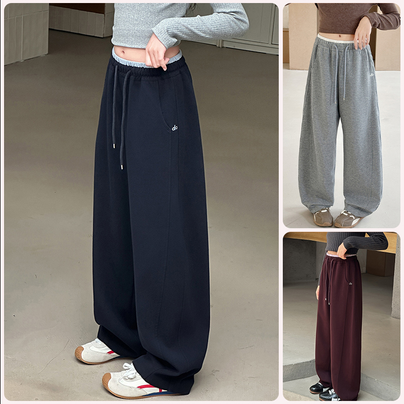 小女孩女童套头拼色香蕉裤6-12岁休闲卫裤洋气韩版2025新款弯刀裤