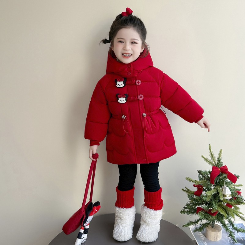 新疆西藏包邮女童加绒卡通棉服冬装2025新款儿童加厚保暖冬季时尚