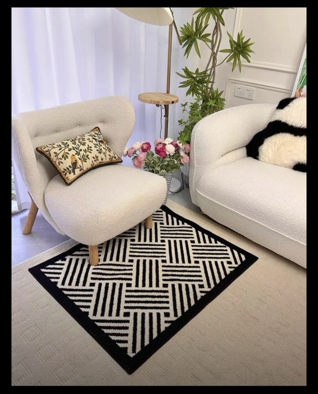 42针条纹高级感耐磨复古欧式简约家用卧室门口地垫厨房防滑地毯