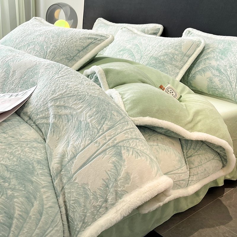四件套牛奶绒床上用品被套床单家纺秋冬季保暖被罩加厚加绒床笠款