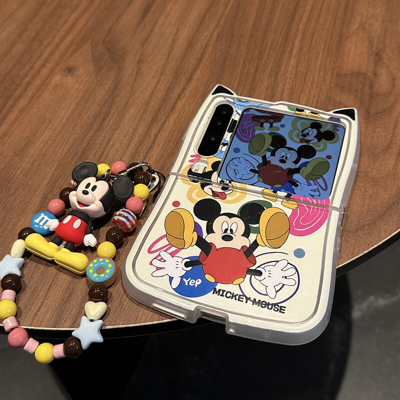 可爱卡通米奇新款适用华为purax手机壳pocket2链条小米mixflip2