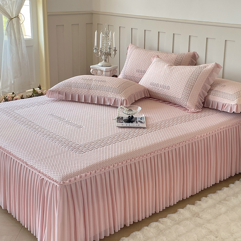 新款A类床裙款冰丝凉席凉感柔软透气加厚可机洗夏季凉席三件套