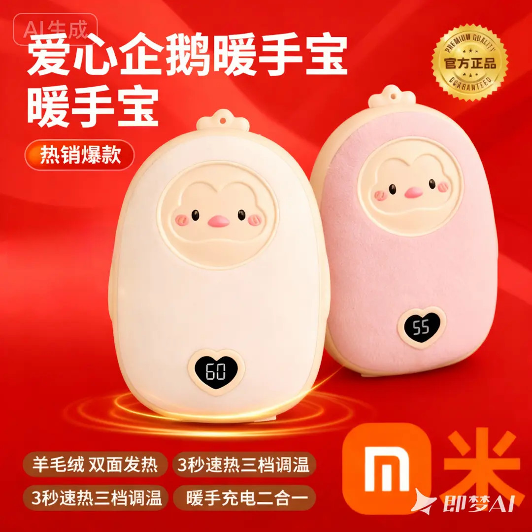 【圣诞礼物】可爱充电暖手宝两用毛绒手握双面发热迷你暖手取暖神器