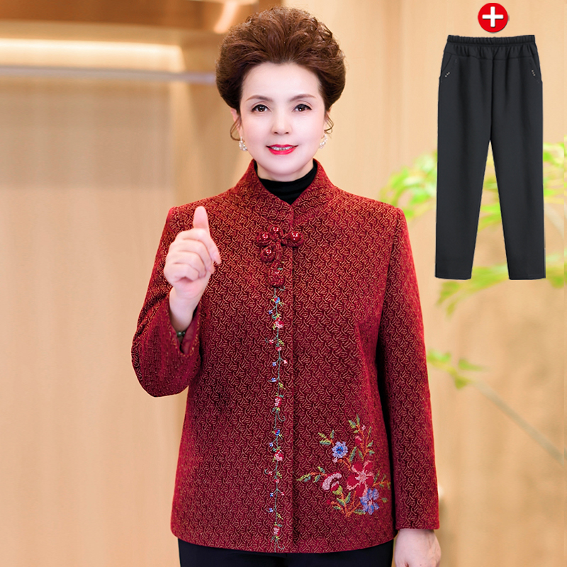 2025秋季新款妈妈装新中式外套长袖中老年人气质洋气上衣奶奶装