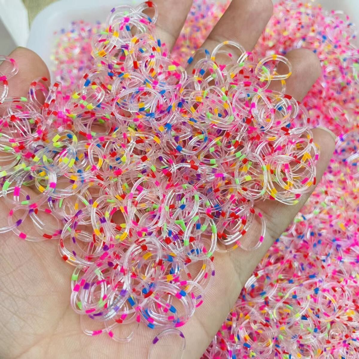 新款透明彩点宝宝头绳儿童扎头发小孩皮筋七彩加厚一次性小皮筋