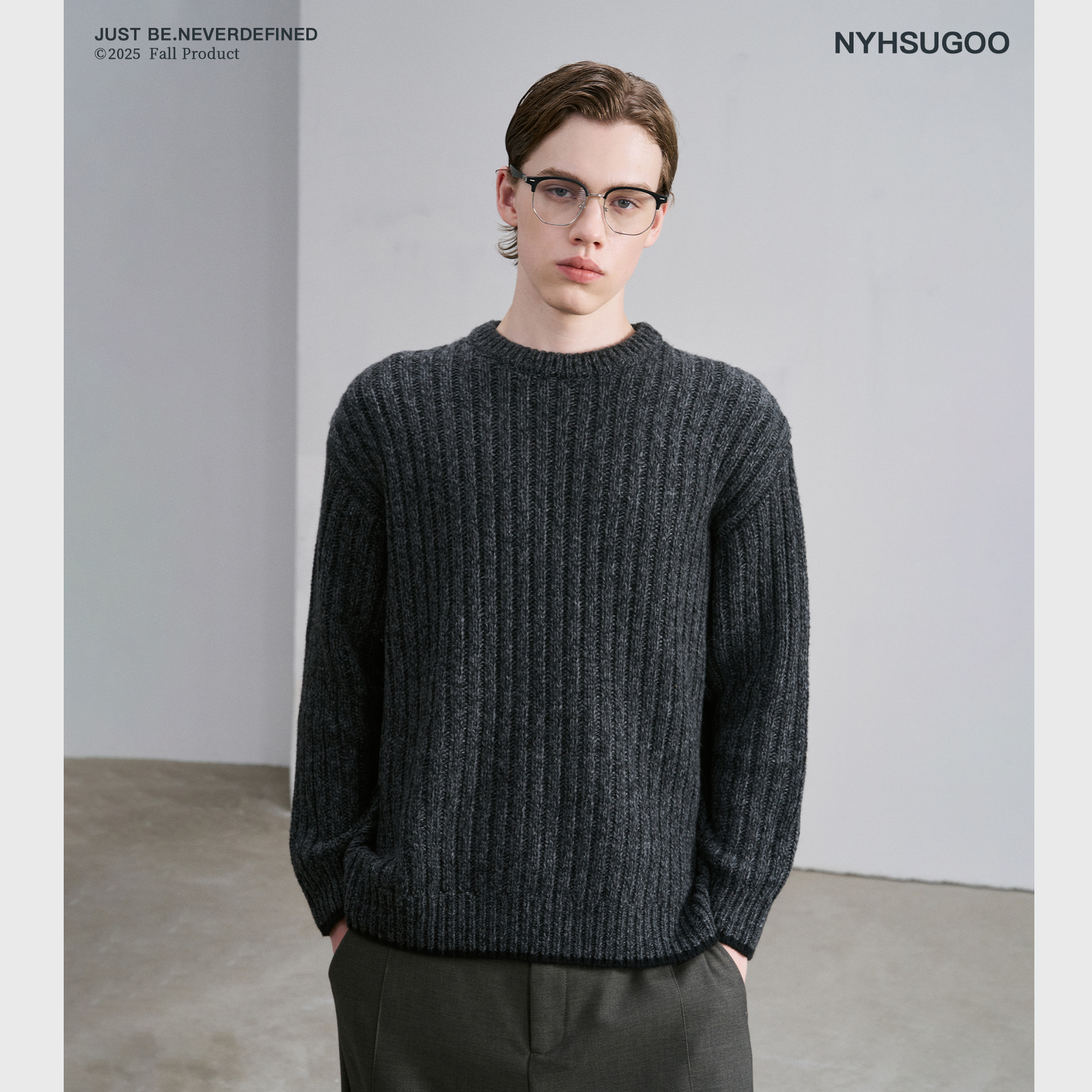 NYHSUGOO/南乙秋冬16支双纱混纺绵羊毛针织毛衣3812男士可叠穿