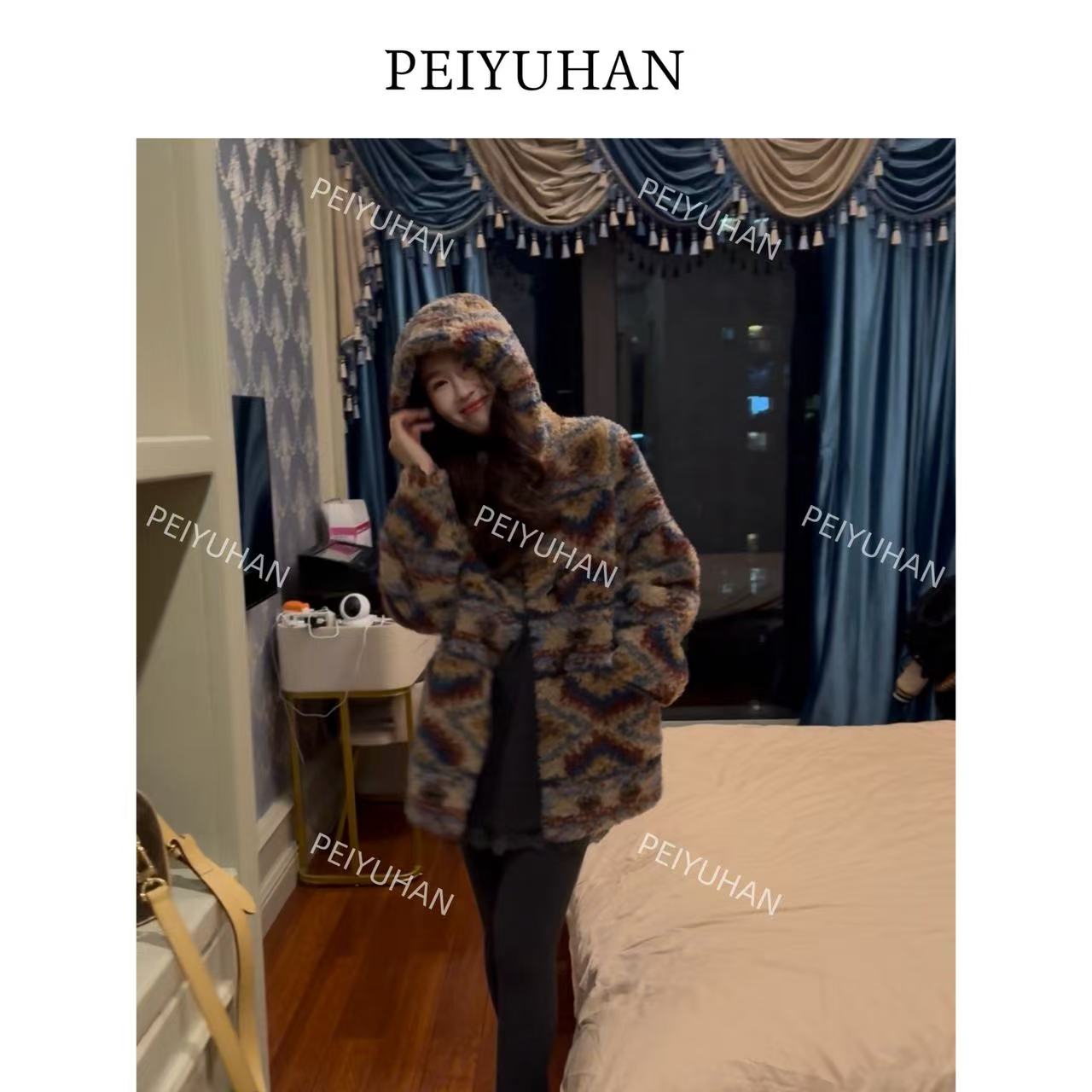 PEIERNA佩佩PC 【费尔岛连帽毛毛外套】100全羊毛外套S2036 6126177