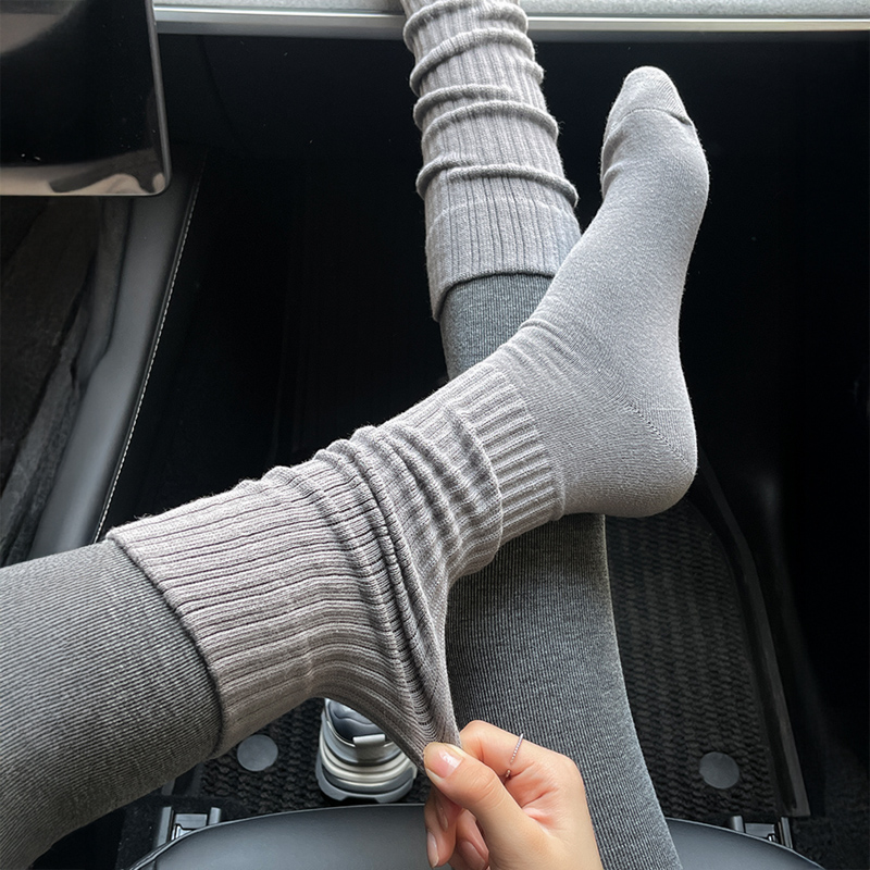 堆堆袜女款2025新款秋冬保暖针织小腿袜ins潮韩系纯色百搭中筒袜