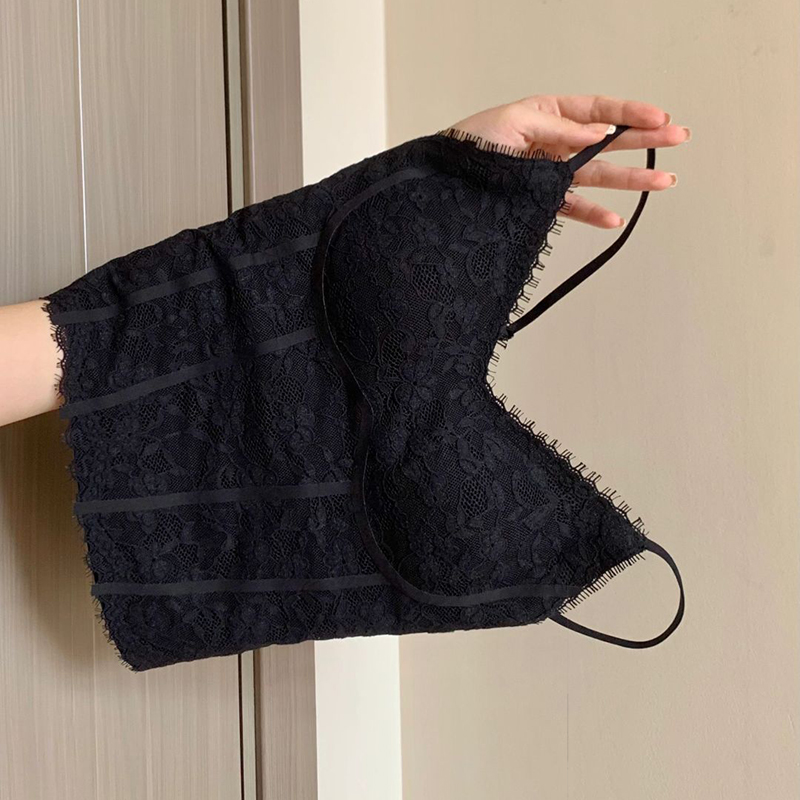 性感冰丝蕾丝吊带背心带胸垫一体式内衣塑身美背胸衣女士春夏新款