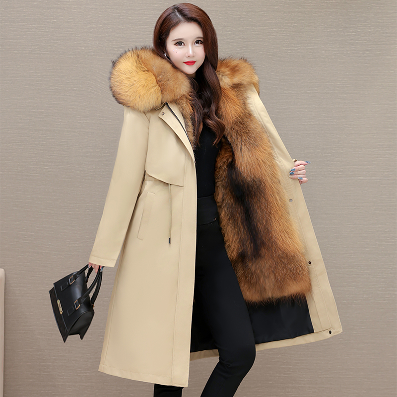 海宁派克服女可拆卸内胆皮毛一体2025冬季新款长款加厚大码皮草女