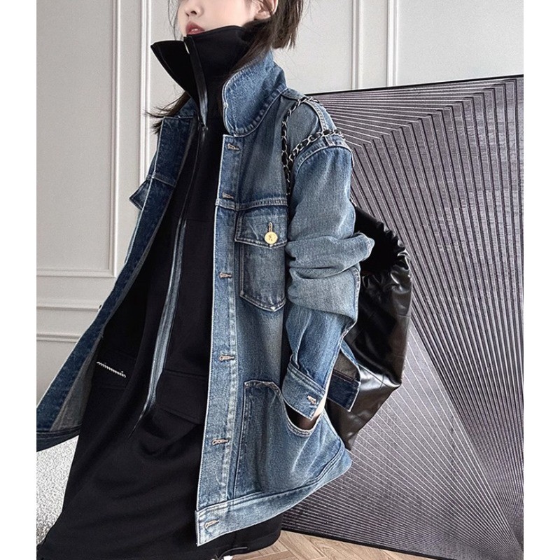 美式复古重工水洗牛仔外套女2025春秋新款宽松休闲百搭夹克上衣潮