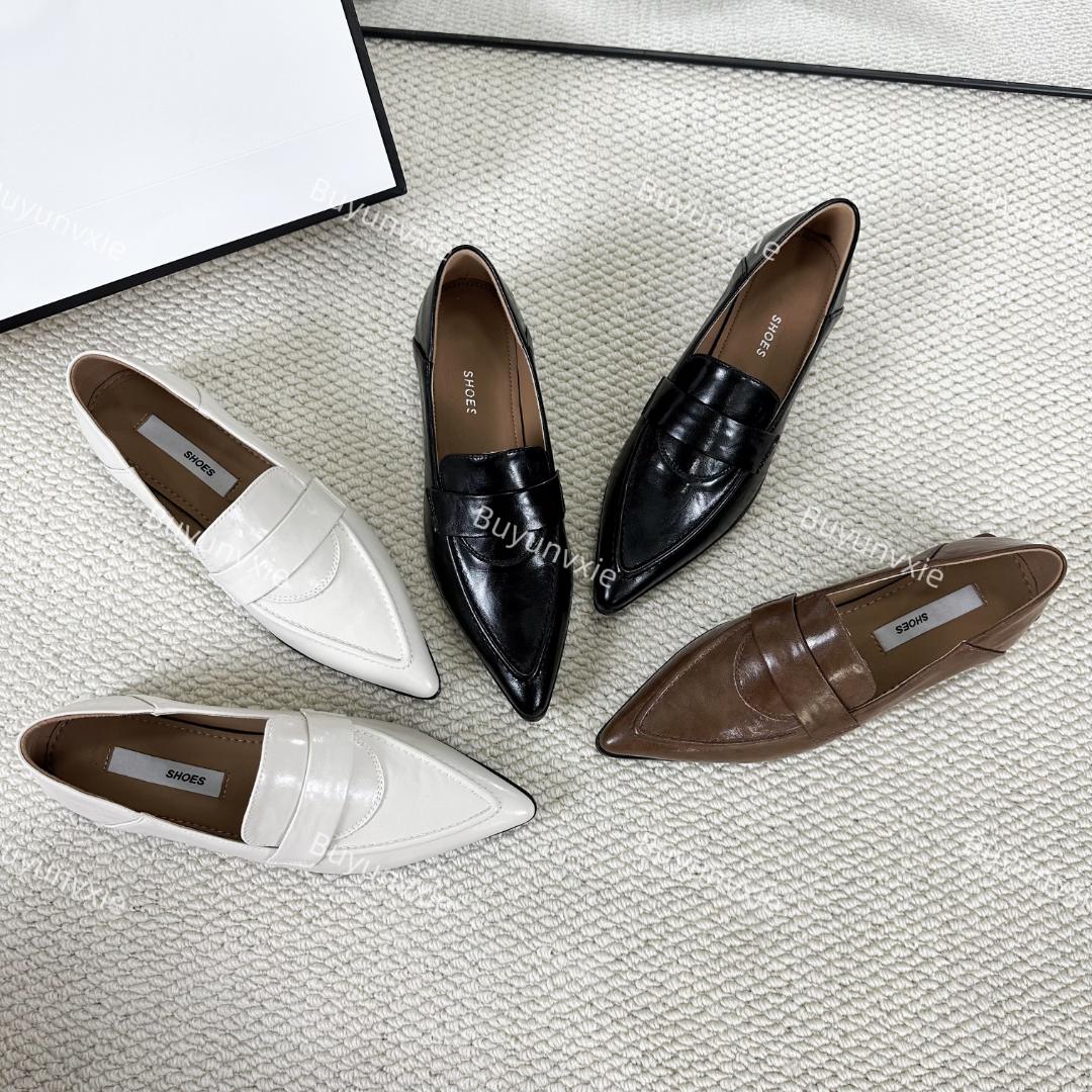 新款复古气质软底粗跟尖头乐福鞋舒适时尚休闲百搭低跟单鞋女