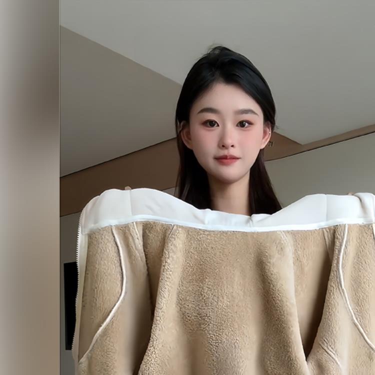 正肩摇粒绒卫衣外套女秋冬季羊羔毛奥利绒内搭内胆加绒厚2025新款