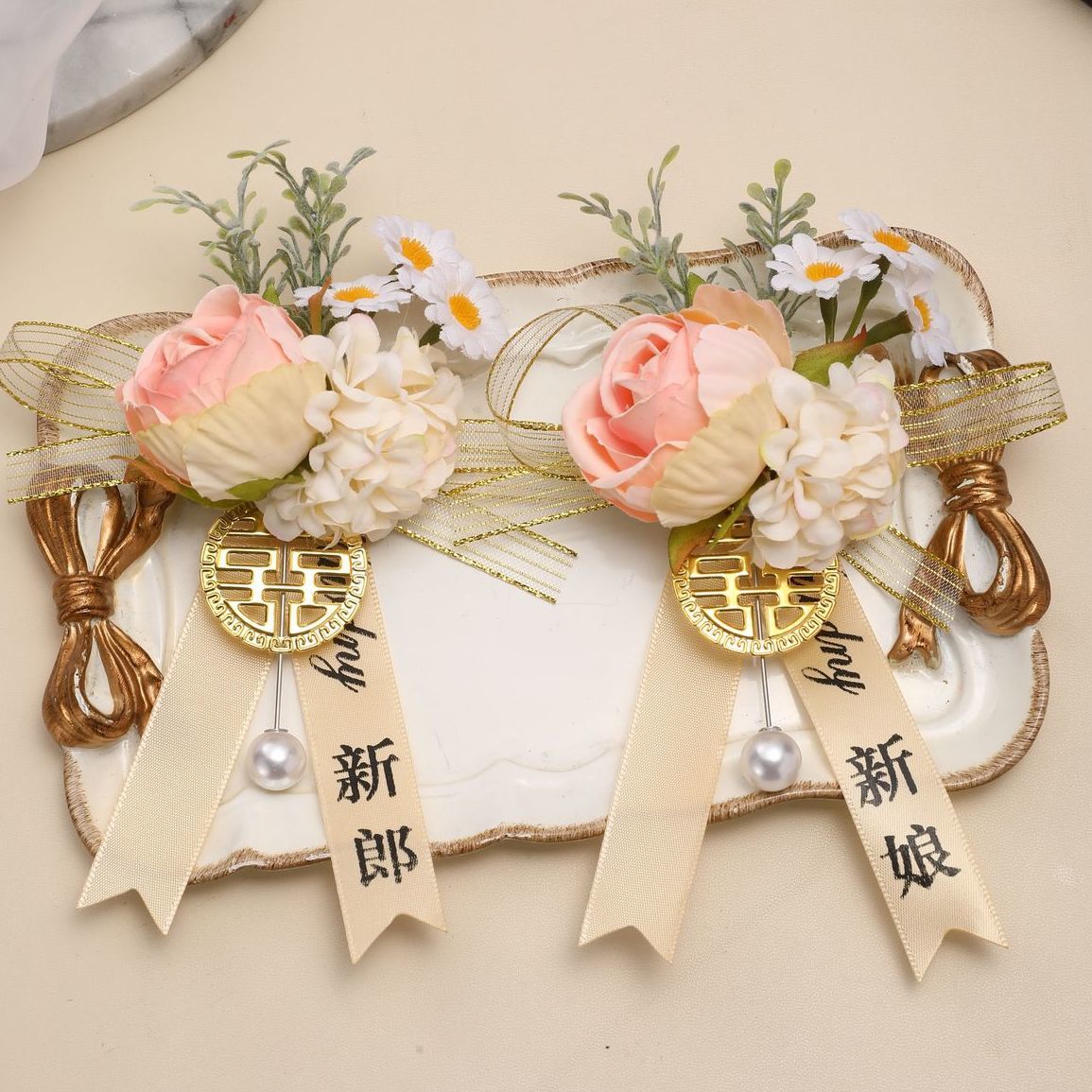 新娘新郎胸花结婚胸花新郎新娘胸花结婚全套结婚胸花全家一整套