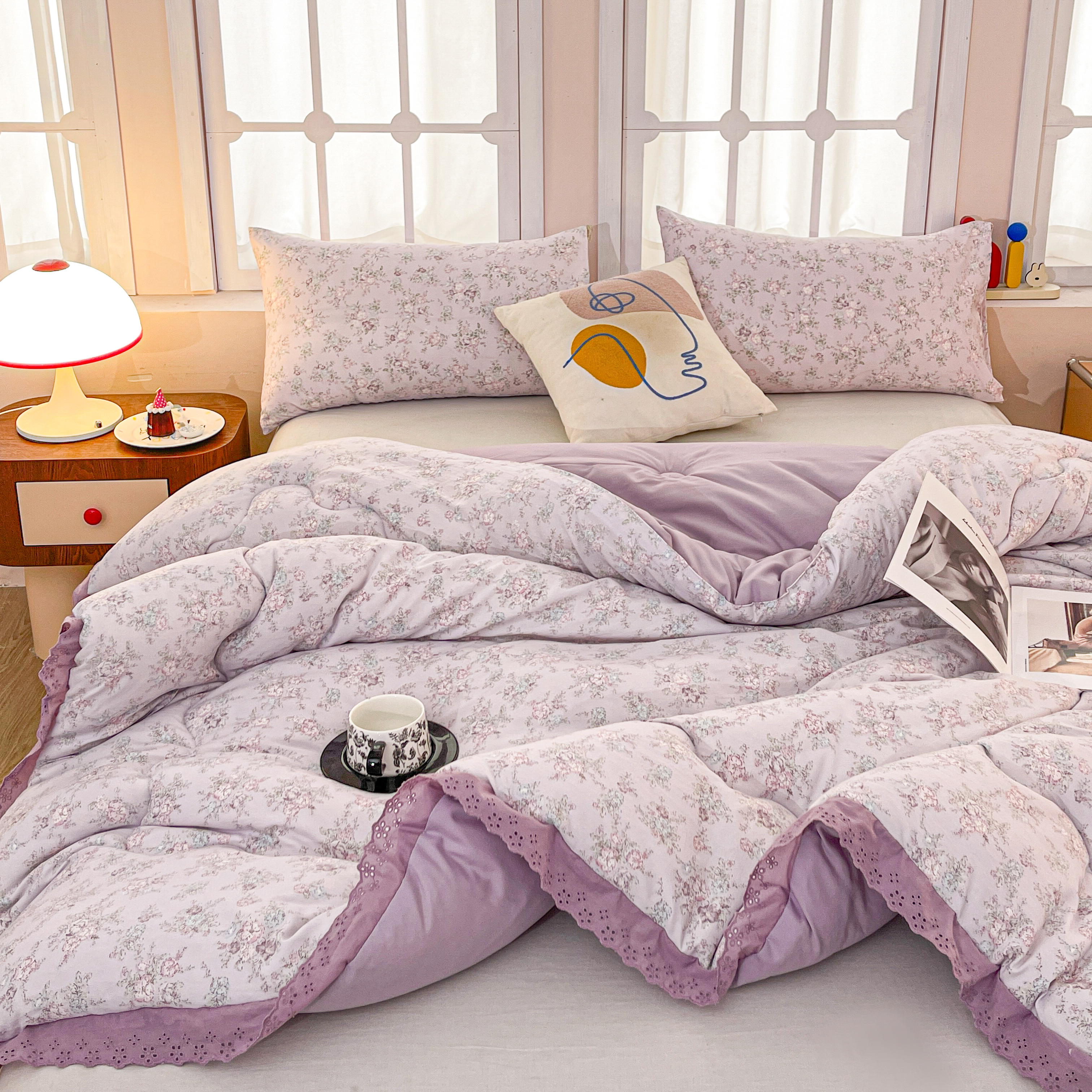 【试睡30天】樱花九孔被加厚保暖被花边款高端轻奢家纺