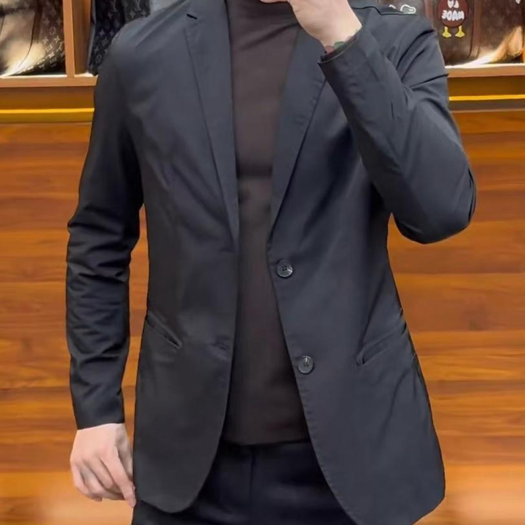 春秋男士韩版简约时尚西装商务休闲百搭潮流西服轻奢修身经典外套