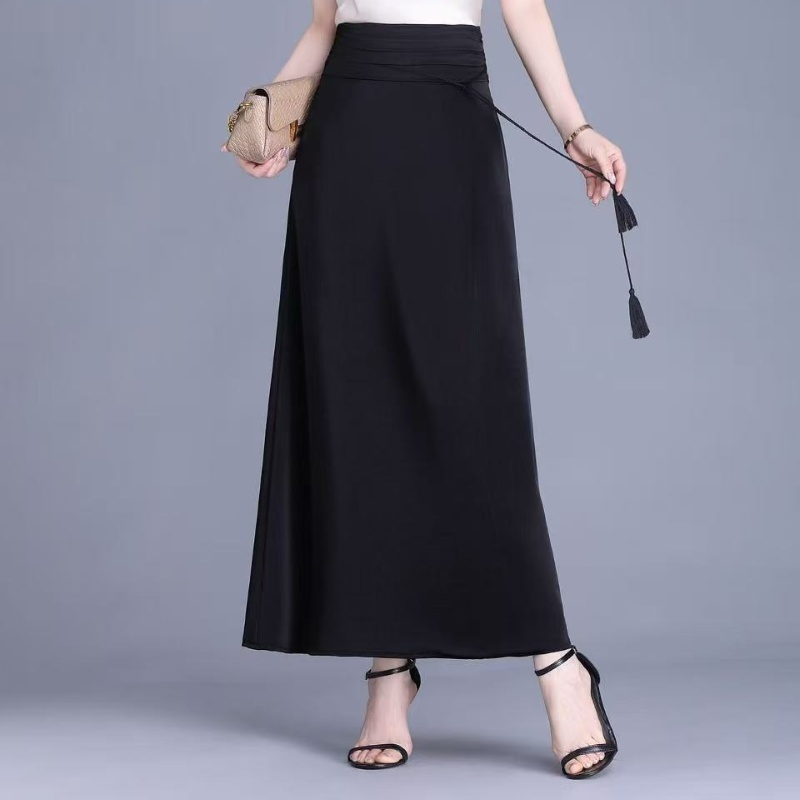 雪纺半身裙女夏季2025新款高腰a字裙中长款显瘦气质休闲裙子