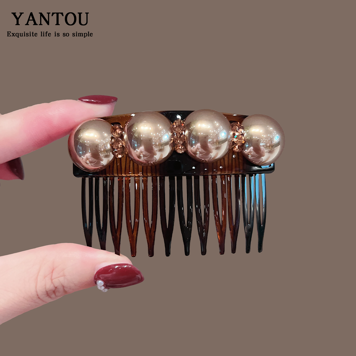 高级感大珍珠发梳女2025新款防滑插梳碎发刘海发卡简约百搭发钗
