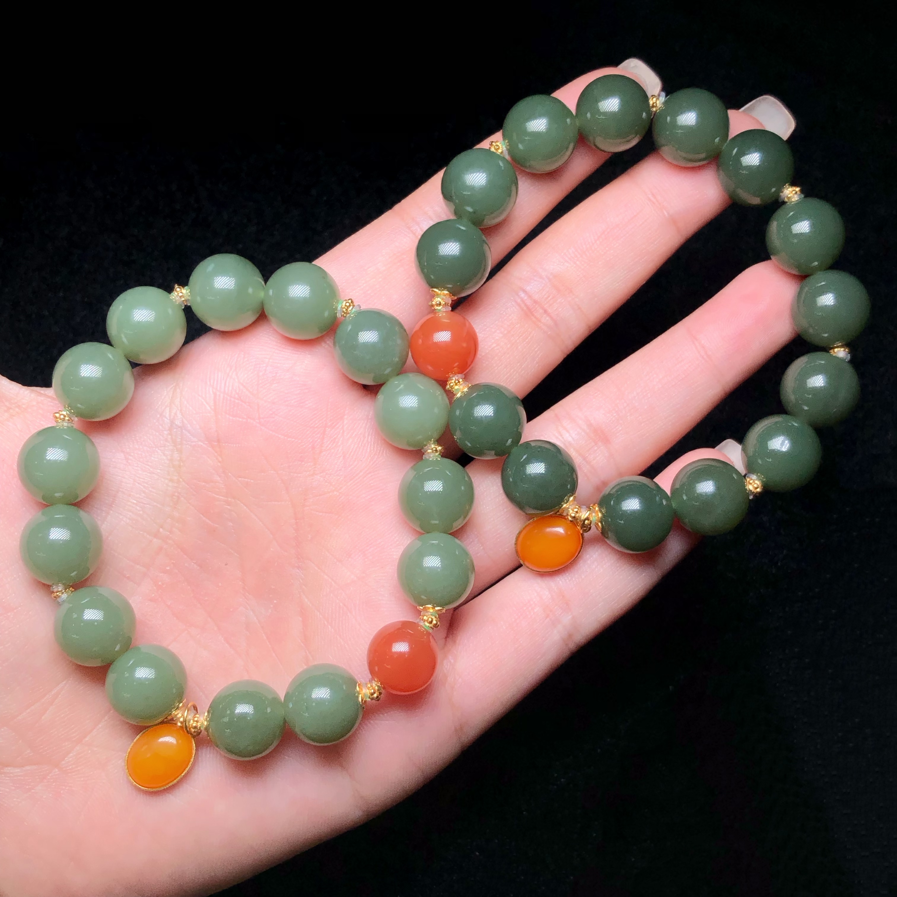 【云上叙】和田玉DIY手串-多样性发其一-11.5mm-V46981-M（甄选）