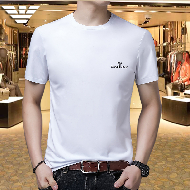 意大利正品2025新款宽松男士圆领短袖棉T恤衫时尚休闲半袖百搭T恤