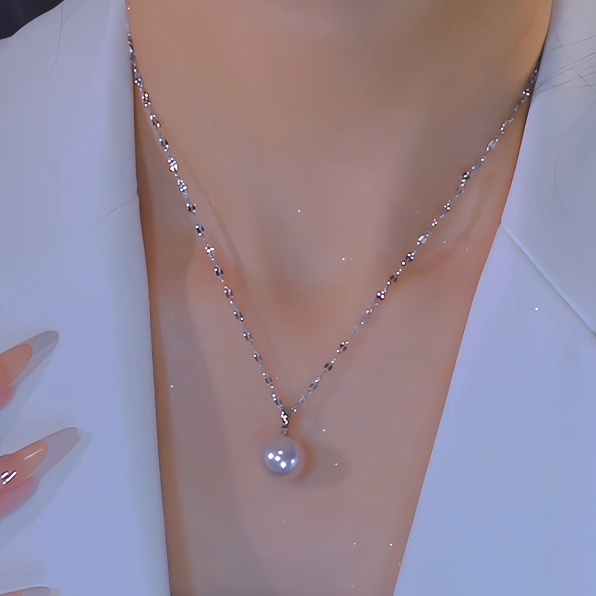 钛钢项链 超闪嘴唇链曼塔玫瑰紫珠项链女优雅高级感锁骨链