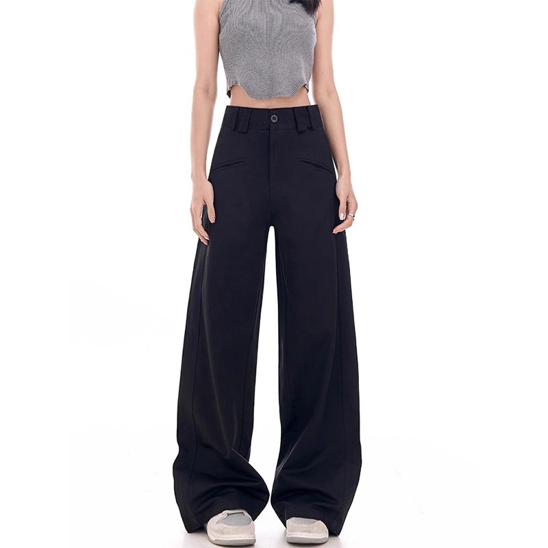 黑色西装裤女秋季新款大码梨形身材胖mm显瘦宽松休闲遮胯微喇长裤